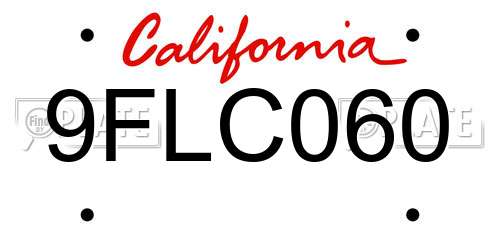 9FLC060 California License Plate