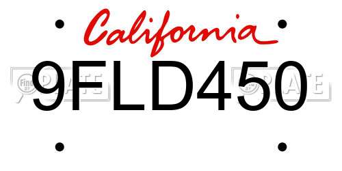 9FLD450 California License Plate