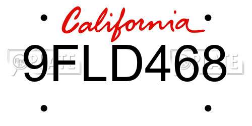 9FLD468 California License Plate