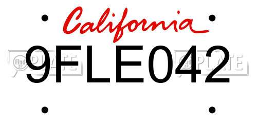 9FLE042 California License Plate