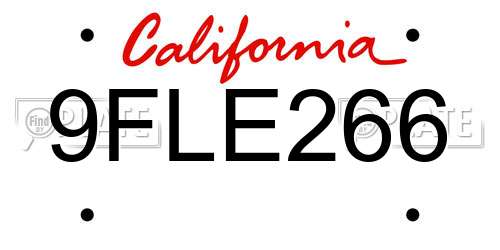 9FLE266 California License Plate