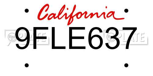 9FLE637 California License Plate