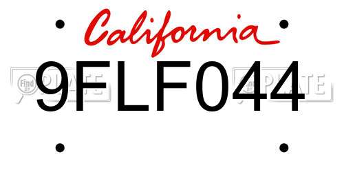 9FLF044 California License Plate