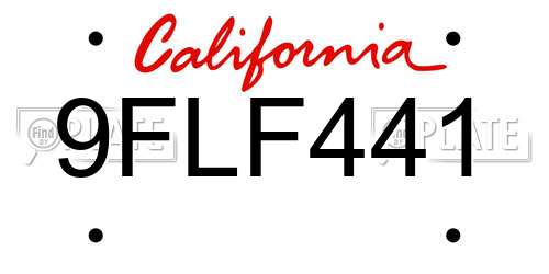 9FLF441 California License Plate