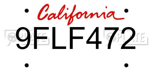 9FLF472 California License Plate