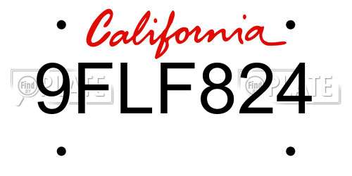 9FLF824 California License Plate