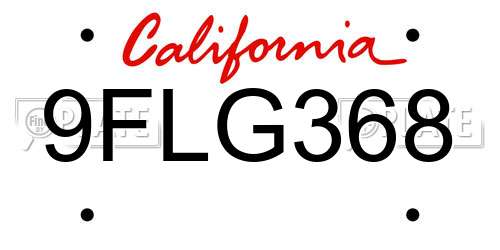 9FLG368 California License Plate