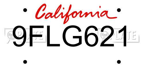 9FLG621 California License Plate