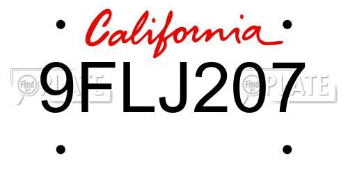 9FLJ207 California License Plate
