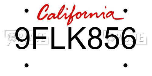 9FLK856 California License Plate
