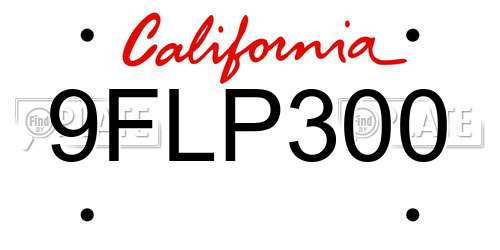 9FLP300 California License Plate