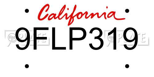 9FLP319 California License Plate
