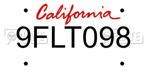 9FLT098 California License Plate