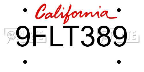 9FLT389 California License Plate