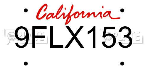 9FLX153 California License Plate