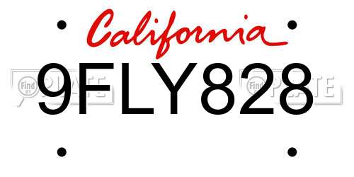 9FLY828 California License Plate