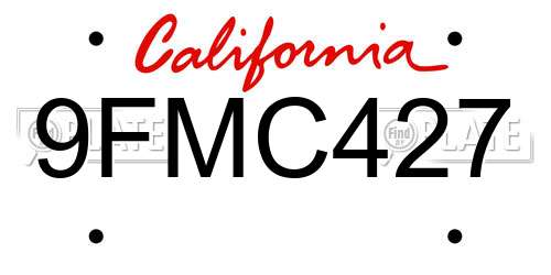 9FMC427 California License Plate