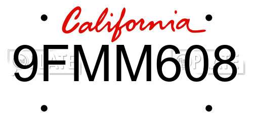 9FMM608 California License Plate