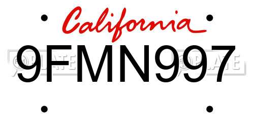9FMN997 California License Plate