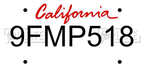9FMP518 California License Plate