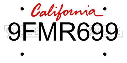 9FMR699 California License Plate
