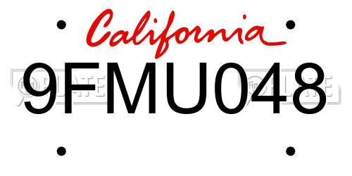 9FMU048 California License Plate
