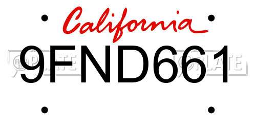9FND661 California License Plate