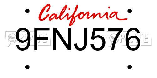 9FNJ576 California License Plate