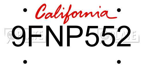 9FNP552 California License Plate
