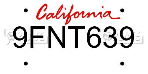 9FNT639 California License Plate