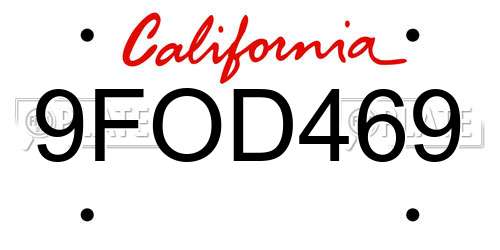 9FOD469 California License Plate