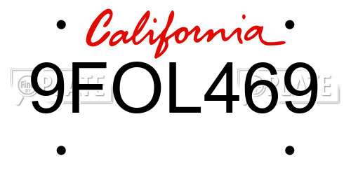 9FOL469 California License Plate