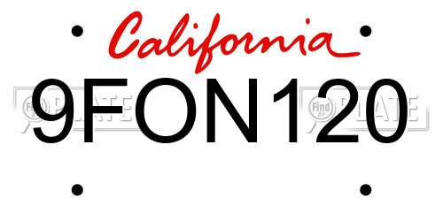 9FON120 California License Plate