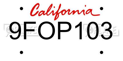 9FOP103 California License Plate