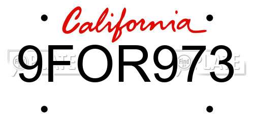 9FOR973 California License Plate