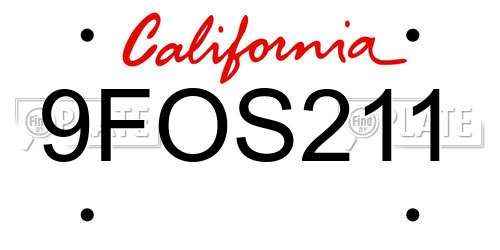 9FOS211 California License Plate