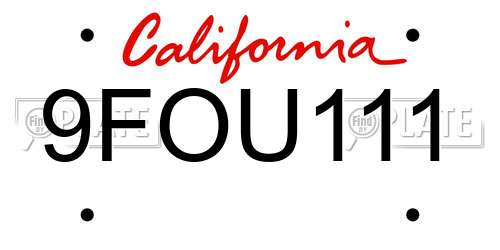 9FOU111 California License Plate