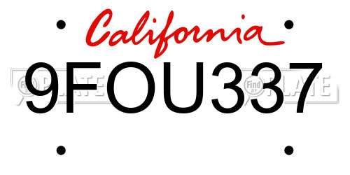 9FOU337 California License Plate