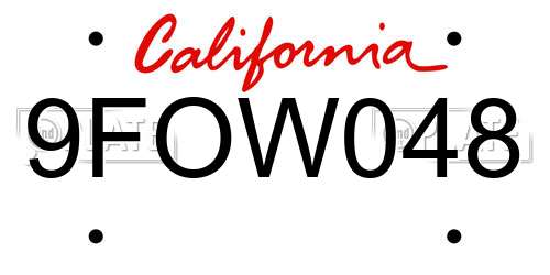9FOW048 California License Plate