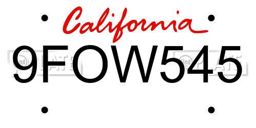 9FOW545 California License Plate