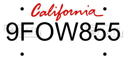 9FOW855 California License Plate
