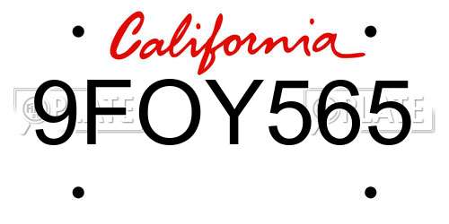 9FOY565 California License Plate