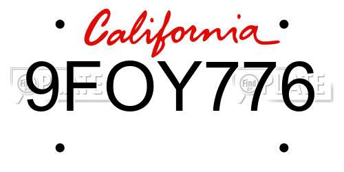 9FOY776 California License Plate