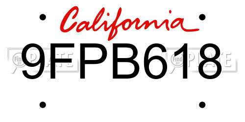 9FPB618 California License Plate