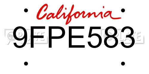 9FPE583 California License Plate