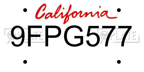 9FPG577 California License Plate