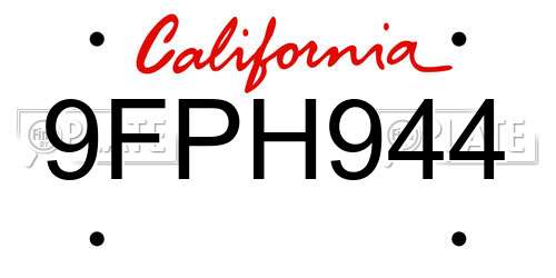 9FPH944 California License Plate
