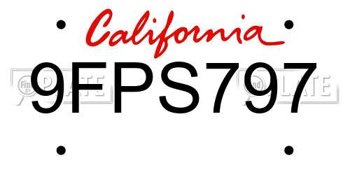 9FPS797 California License Plate