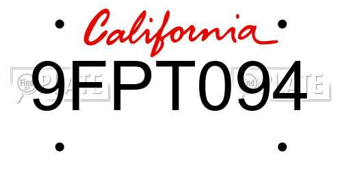 9FPT094 California License Plate