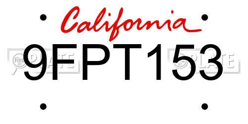 9FPT153 California License Plate